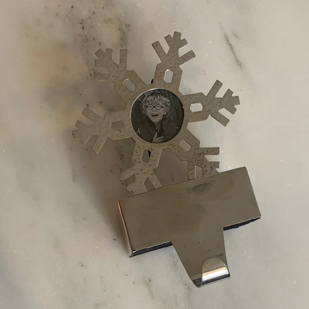 Silver Snowflake Photo Stocking Holder